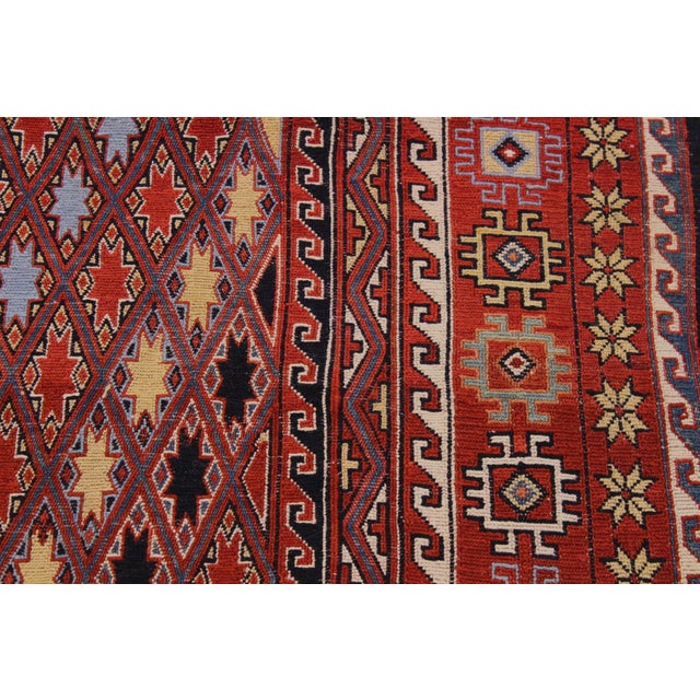 Antique Soumak Rust/Blue Wool Rug - 5'7'' X 7'10'' For Sale In New York - Image 6 of 10