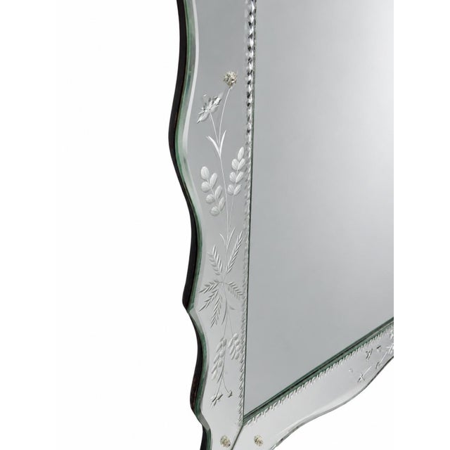 1950s Large Vintage Venetian Style Etched Glass Wall Mirror For Sale - Image 5 of 5