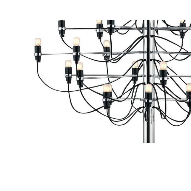 Black Model 2097/30 Chandelier in Chromed Metal with ABS Diffusers by Gino Sarfatti for Arteluce, 1958 For Sale - Image 8 of 15