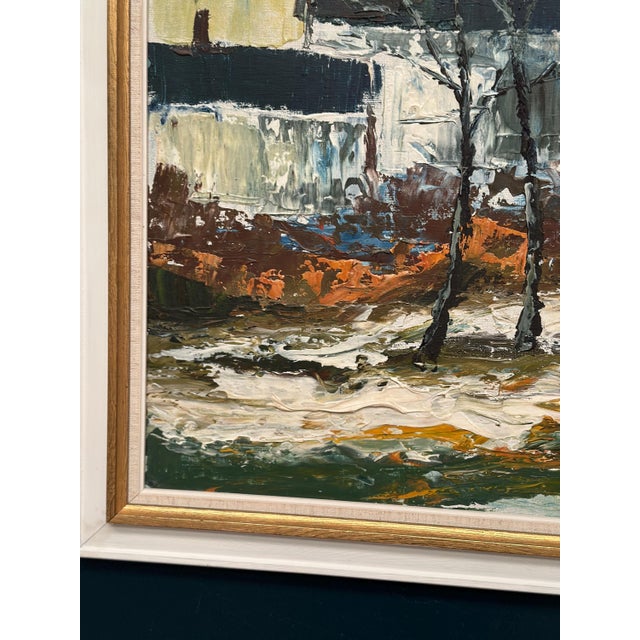 Stig Hallblom, Landscape with Houses and Trees, 1950s, Oil Painting on Panel, Framed For Sale - Image 14 of 18