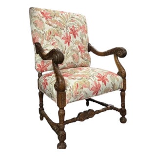 Large Antique Carved Italian Walnut Throne Chair - 1 of 2 For Sale