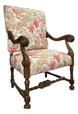 Large Antique Carved Italian Walnut Throne Chair - 1 of 2
