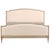 A refined Louis XVI style queen-size bed featuring a gracefully arched headboard and matching footboard, each with crisply...