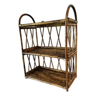 Vintage Burnt Bamboo Wall Shelf For Sale