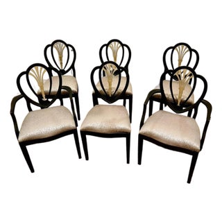 Chairs Dining Hepplewhite Shield Black Painted Vintage For Sale