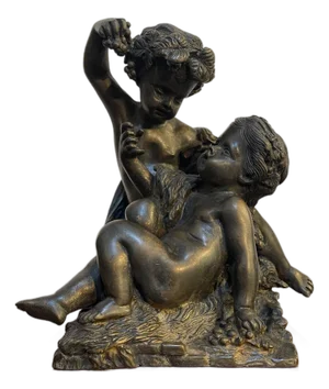 Putti with Grapes, 19th Century, Bronze