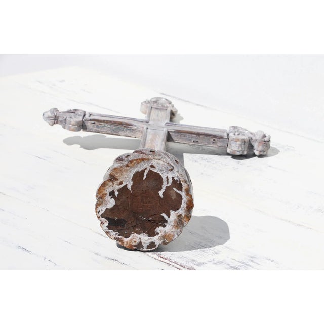 18th Century Portuguese White Baroque Wooden Cross For Sale - Image 12 of 13