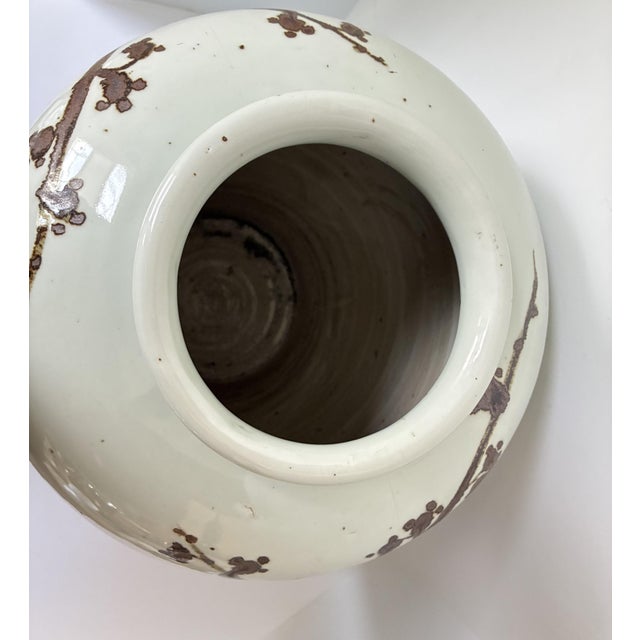 Chinese Pottery Large Floor Vase Rusty Brown Twisted Tree Stoneware For Sale - Image 11 of 14