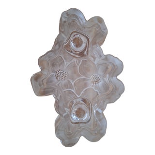 Vintage 1960's Lancaster Colony Glass Dogwood Flower Pattern Candle Holder For Sale