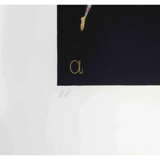 Modern Erté, Letter A, 1976, Lithograph For Sale - Image 3 of 4