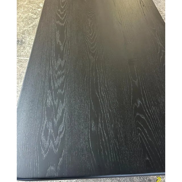 Adesso Imports Custom Mid Century Style Rectangular Black Oak Dining Table For Sale - Image 4 of 12