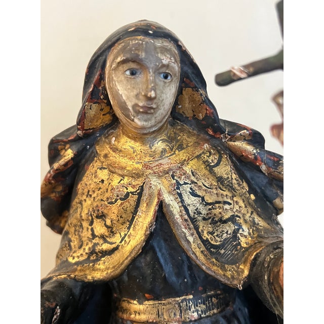 18th Century Saint Rita Carving With Gilt Detail For Sale - Image 10 of 18
