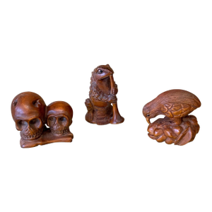 Set of Three Japanese Wood Netsukes