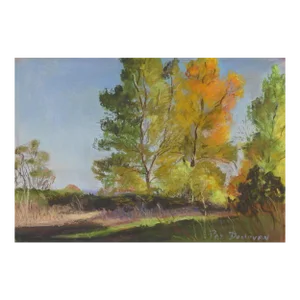 Mid 20th Century Fall Colors Pastel Painting