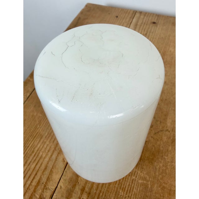 1970s Vintage White Porcelain Ceiling Light with Milk Glass, 1970s For Sale - Image 5 of 14
