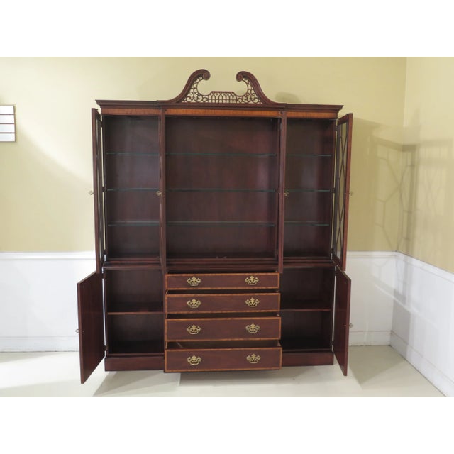Wood 1990s Vintage Baker Inlaid Mahogany 4 Door English Style Breakfront For Sale - Image 7 of 12