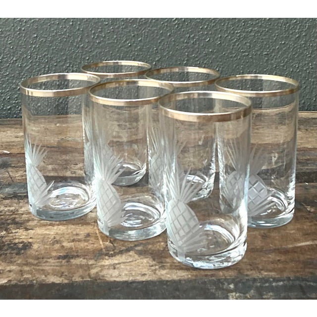 Vintage Etched Pineapple Glasses - Set of 6 For Sale - Image 9 of 12