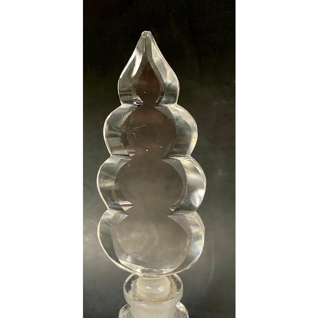 Vintage Perfume Bottle With Tall Stopper, 1930s Art Deco Czech Glass, 6” For Sale - Image 4 of 9