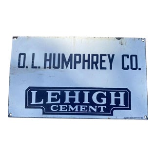 Vintage Porcelain Advertising Sign Lehigh Cement Humphrey Co. For Sale