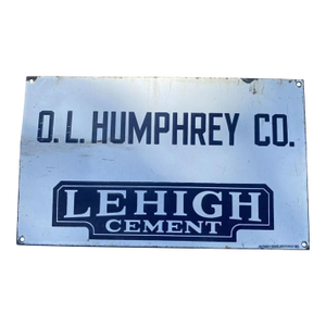 Vintage Porcelain Advertising Sign Lehigh Cement Humphrey Co.