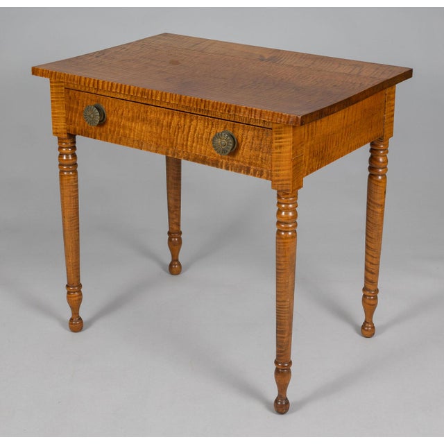 American Federal Tiger Maple Side Table For Sale In Boston - Image 6 of 9