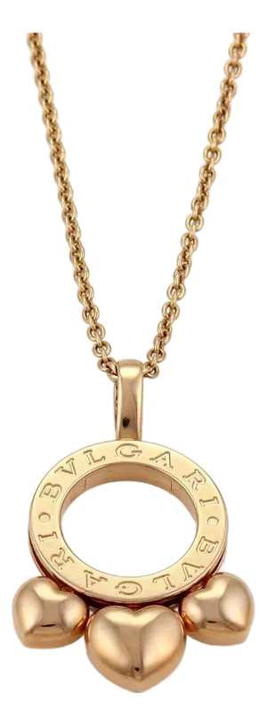 Bvlgari Allegra 18K Rose Gold Slide Hearts Pendant Necklace