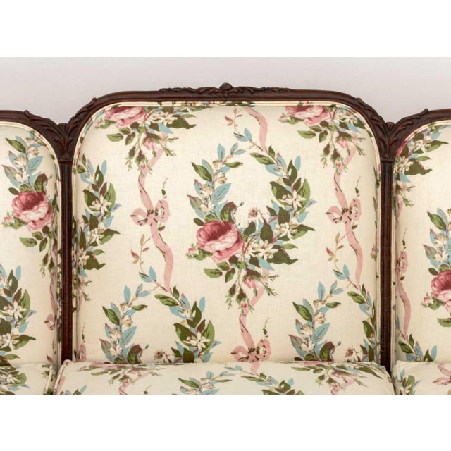 Louis XV Style Floral Upholstered Three-Seat Sofa For Sale - Image 4 of 8