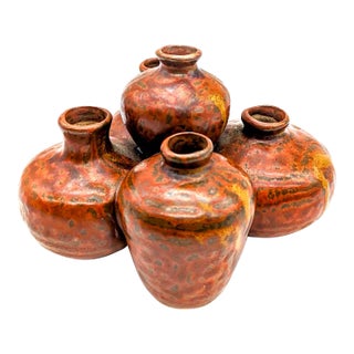 1970s Ikebana Glazed Stoneware Cluster Vase For Sale