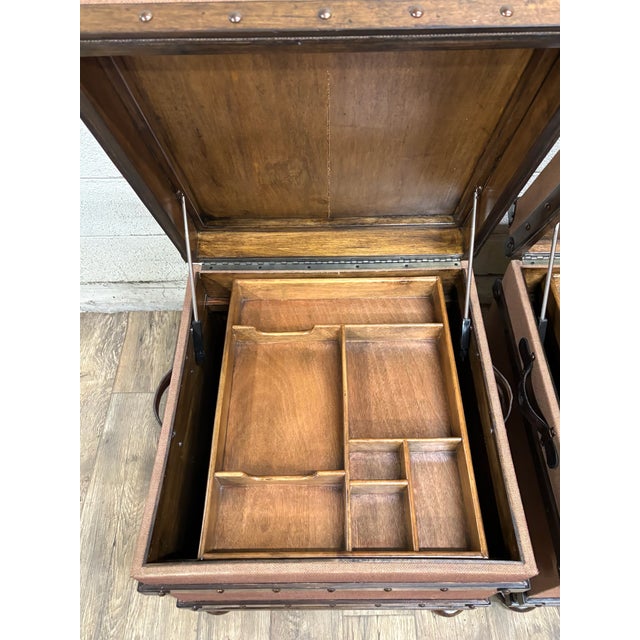 Early 21st Century Lexington Home Furnishings Steamer Trunks Boxes Nightstands Side Tables - Pair For Sale - Image 5 of 12