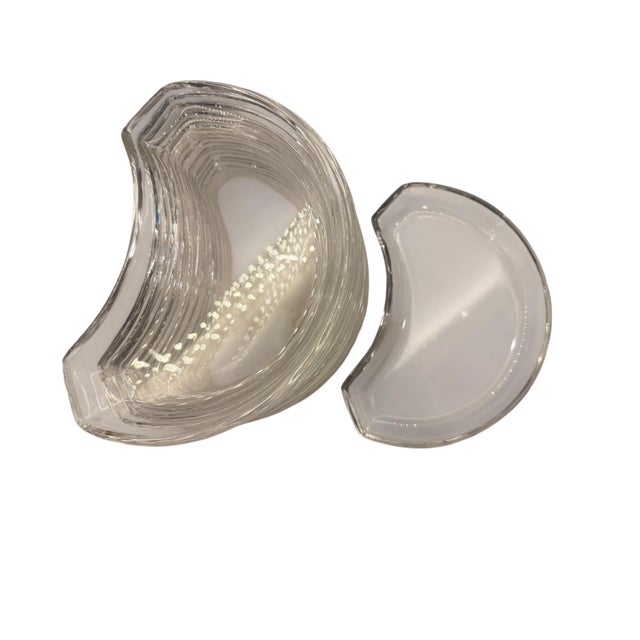 Traditional Mid 20th Century Val Saint-Lambert Crescent Crystal Salad Plates- Set of 11 For Sale - Image 3 of 10