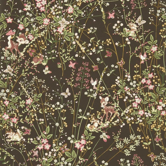 Sanderson Bambi Wallpaper in Chocolate - a Sample For Sale
