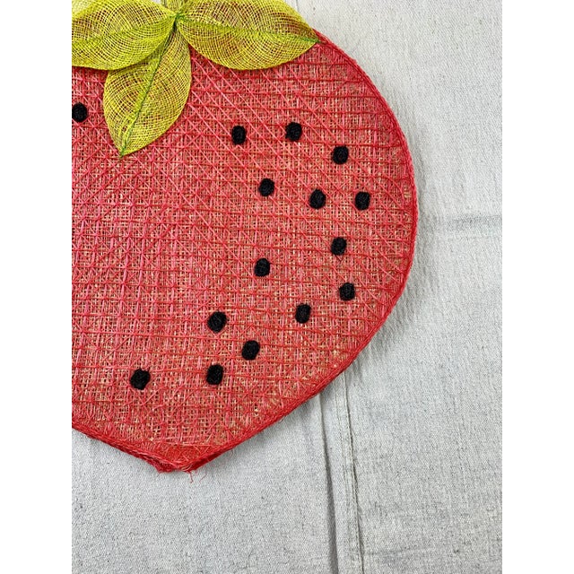 Vintage Strawberry Raffia Placemats-Set of 4 For Sale - Image 4 of 9