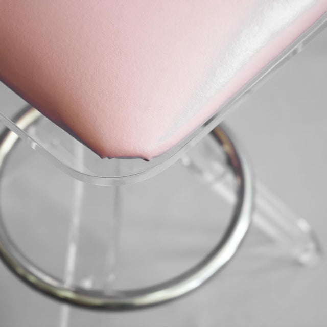 Pink Vintage Mid Century Lucite Bar Stools- Set of 4 For Sale - Image 8 of 10