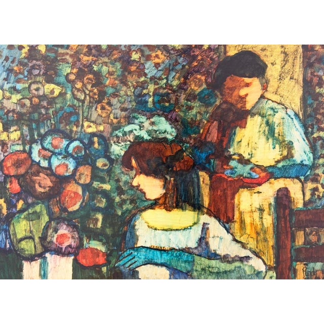 1960s 1960s American Donal Purdy Modernist Composition Depicting a Flower Shop, Frame Oil Art on Masonite. For Sale - Image 5 of 11