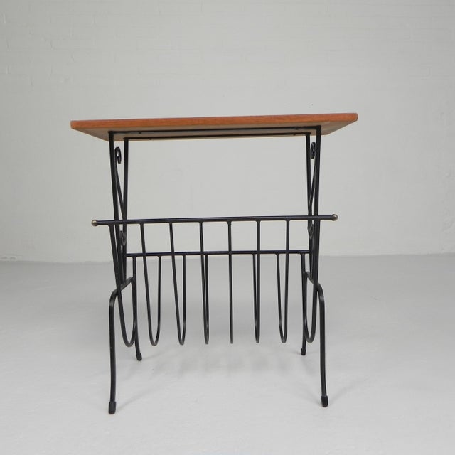 Height: 53 cm. Width: 50 cm. Depth: 27 cm. Tile dimensions: 13.2 x 13.2 cm. Origin: Belgium, 1950s. Material: Steel, teak...