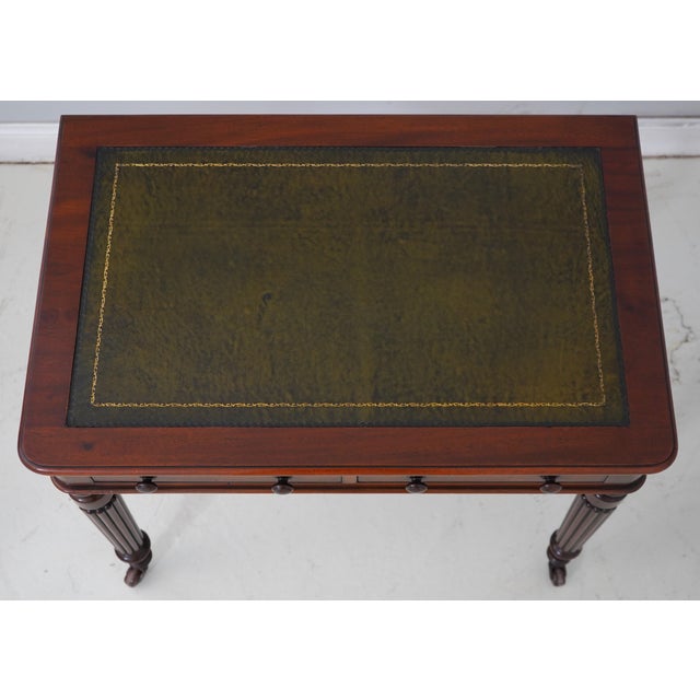 English Antique 2 Drawer Mahogany Leather Top Writing Desk For Sale In Philadelphia - Image 6 of 17