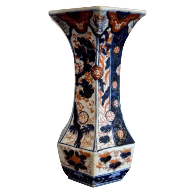 Antique Japanese Imari Hexagonal Shaped Vase, 1900 For Sale