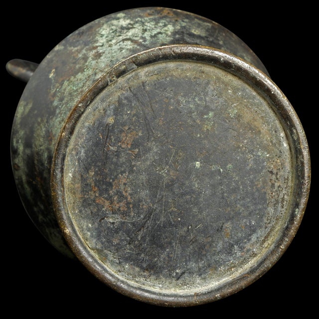 Small Chinese Bronze Scholar Vase With Mask Handles Late Ming/Early Qing Circa 16th C For Sale - Image 10 of 10