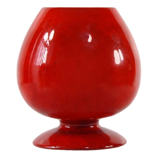 Italian Red Ceramic Vase, 1960s For Sale