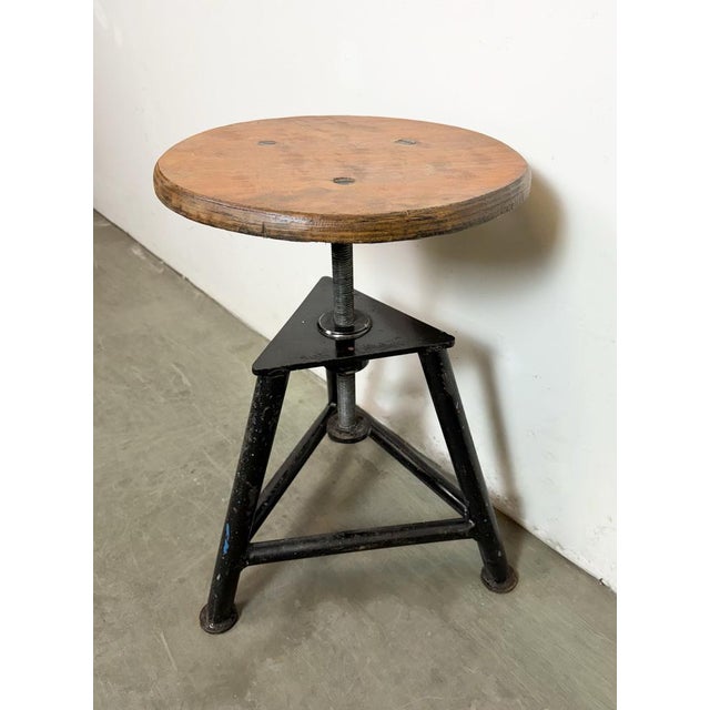 Wood Industrial Workshop Swivel Stool, 1960s For Sale - Image 7 of 17