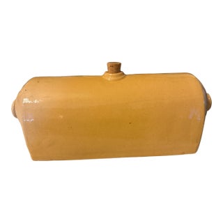 Antique Yellowware Stoneware Bed Pig Foot Warmer Carriage Sleigh Bottle Ca. 1880 For Sale