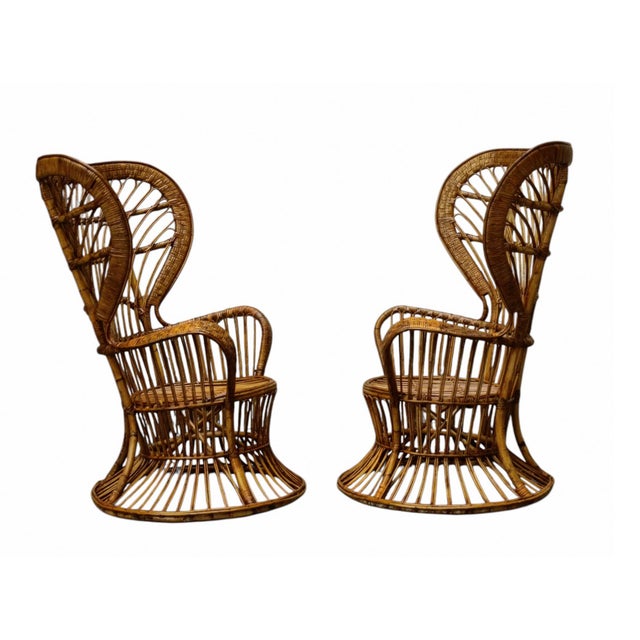 Biancamano Rattan Armcahirs by Lio Carminati & Gio Ponti, Italy, 1950s, Set of 2 For Sale - Image 4 of 8