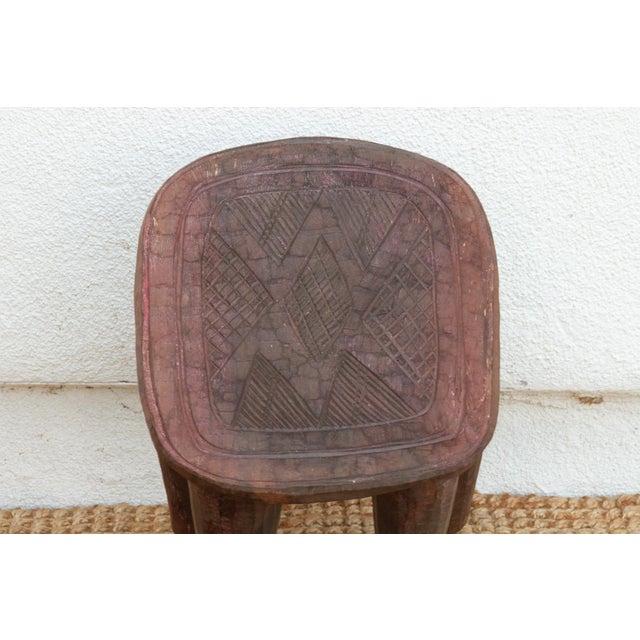 Wood Handcarved Wood Nupe Side Table For Sale - Image 7 of 10
