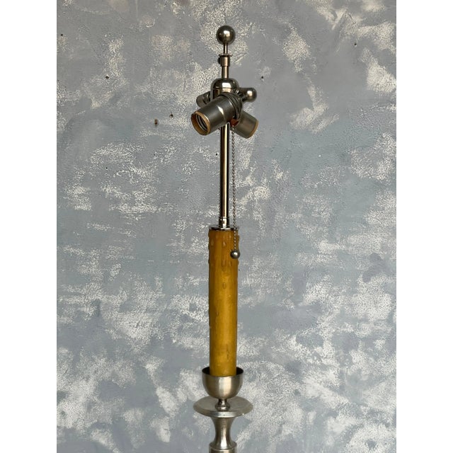 French Mid Century Modern Silvered Floor Lamp For Sale In New York - Image 6 of 8