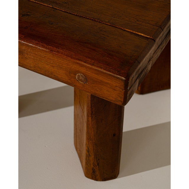 Brutalist Oak Side Table with Wooden Pins, 1960s For Sale - Image 6 of 8