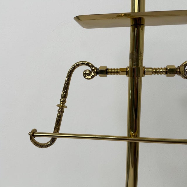 Vintage Mid Century Gentlemens Valet Brass Gentlemens Butler Coat Floor Stand For Sale - Image 12 of 12