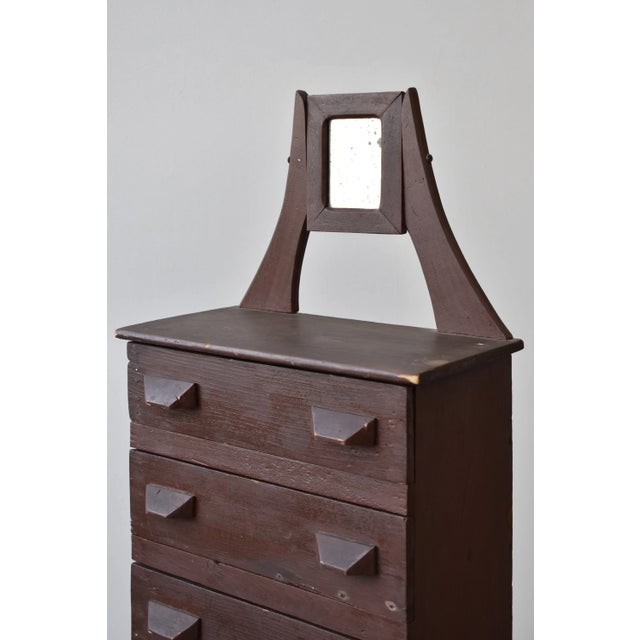 Early 20th Century Antique Folk Art Miniature Chest of Drawers With Diminutive Mirror, Circa Early 20th Century For Sale - Image 5 of 18