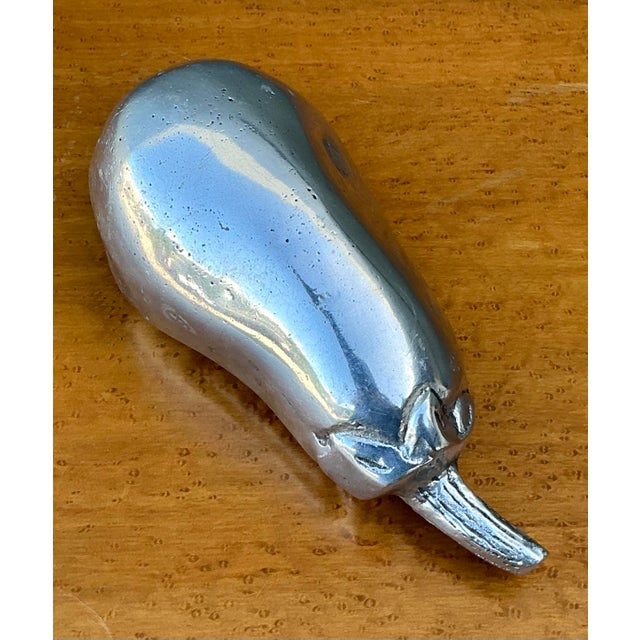 Silver Vintage Polished Metal Eggplant For Sale - Image 8 of 12