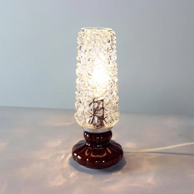 1960s Mid-Century Table Lamp in Ceramic and Glass, Czechoslovakia, 1960s For Sale - Image 5 of 9
