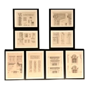Set of Ancient Paris Hotels Detailed by Cesar Denis Daly, French, 1811-1894, Motifs Historiques